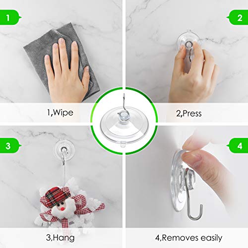 Hangerspace Suction Cup Hooks, 1.77 Inches Clear PVC Suction Cups with Metal Hooks Removable Small Suction Cups for Shower Bathroom Kitchen Wall Window Glass Door 12 Pack - size: Small