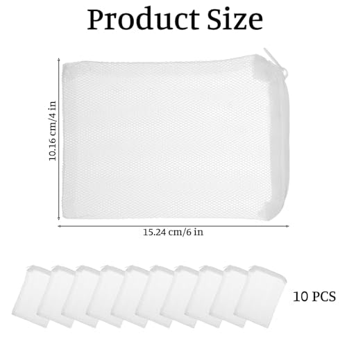4 x 6 inch Mesh Filter Bags, 10 Pcs Reusable Bags with Zipper, Aquarium Filter Media Bag, Reusable Mesh Bags for Fish Tank Aquarium Filters
