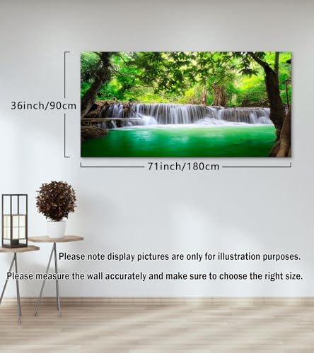 Cao Gen Decor Art-S01498 1 Panels all Art Tropical Beautiful Waterfall Prints Light Green Forest Natural Landscape Picture Canvas Paintings Creek Scenery Spring for Home Wall Decor Artwork - color: waterfall-A, size: 71L" x 36W"
