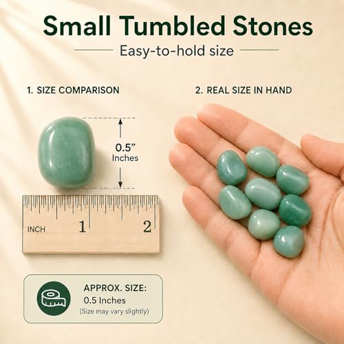 Polished Aventurine Crystal Bulk - 0.5" Colorful Tumbled Stone Chips Rocks, 10 oz Crushed Sea Glass Vase Filler Small Stones for Healing, Reiki, Crafting, Home Decor - color: Aventurine, size: 0.5"