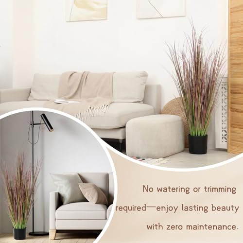 Jexine 2 Pieces Tall Artificial Grass Plant Potted Artificial Greenery Floor Plants Fake Pampas Grass Tall in Pot for Housewarming Gift House Garden Bathroom Lobby Indoor Outdoor (Autumn,4 ft) - color: Autumn, size: 4 ft