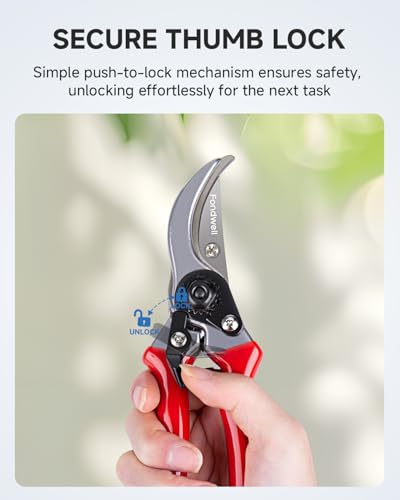 Fondwell 8.5" Bypass Pruning Shears for Gardening: Heavy Duty Garden Clippers Hand Pruners of High Cutting Efficiency - style: 8.5" Bypass
