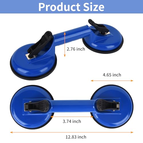 FCHO Suction Cups Heavy Duty Aluminum Vacuum Plate Handle Glass Holder Hooks to Lift Large Glass/Tile Lifter/Moving Glass/Pad for Lifting/Dent Puller (Blue,2 Pack) - color: Blue