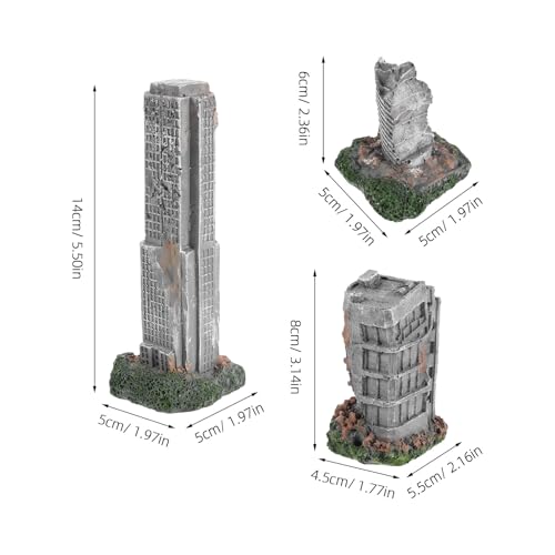 3pcs Aquarium Castle Ruins Decorations | Resin Fish Tank Hideout Ornaments - Realistic Broken City Building - Fish Shrimp Shelter Cave for Underwater Scene