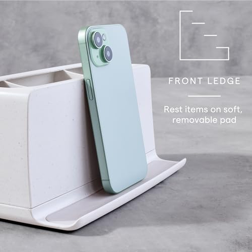 YouCopia The Ledge Toothbrush Holder, 3-Slot, Bathroom Vanity Counter Organizer with Cord Slots, Removable Base and Storage for Phones, Toothpaste and Accessories - size: 3-Slot