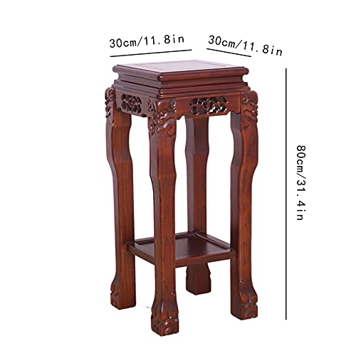 Wooden Display Stand Square Flower Stand Bonsai Table Antique Coffee Table Fish Tank Rack Base Odd Stone Frame Flower Stool Garden Plant Stand Display Stand (Size : Large) ( )
