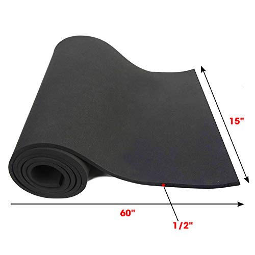 Dualplex Neoprene Sponge Foam Rubber Sheet 15x60 Inches x 1/2" Thick, Perfect Cosplay Roll Padding, DIY Project Sheet - Easy Cut Non-Adhesive Multi-Function Soundproof Rubber Foam - size: 15 X 60 Inch X 1/2" Thick