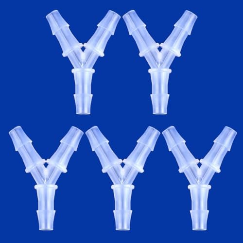 Plastic Barb Equal Y Tee 3/16" hose ID Polypropylene pipe connectors Plastic Joint Splicer Mender Adapter Union Boat Water Air Aquarium O2 Fuel (pack of 5) - size: 3/16 Inch, style: Pack of 5