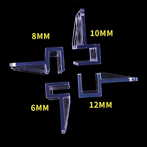 Teensery 8 Pcs Aquarium Glass Cover Clip Clear Acrylic Fish Tank Glass Cover Support Holder Aquarium Lid Clip Clamp for Rimless Aquariums (10 MM)