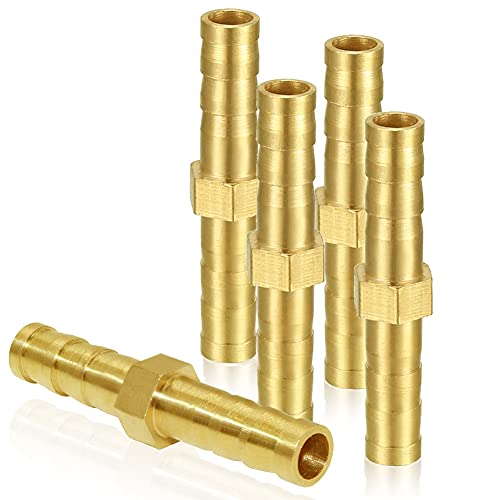 Joywayus 3/8" ID Hose Barb Fitting Hex Union Brass Fitting Water/Fuel/Air (Pack of 5) - size: 3/8 Inch, style: 5PCS