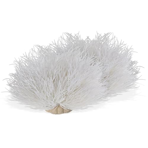 2pcs Aquarium Plants Decorations Artificial Fish Tank Plants Fish Tank Decorations Plastic Fishes Tanks Accessories Small Large Aquarium Decoration Plastic Artificial Plant(White) - color: White