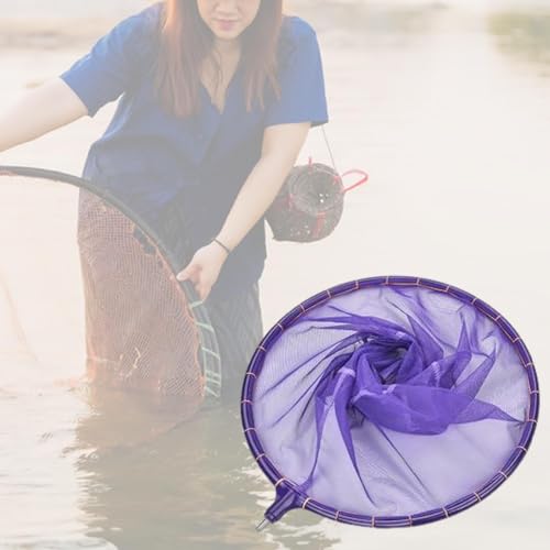 kowaku Fishing Net Mesh Outdoor Soft Catching Hiking Easy Storage Removable Fast Boat Folding Freshwater Fishing Landing Net - color: Purple S