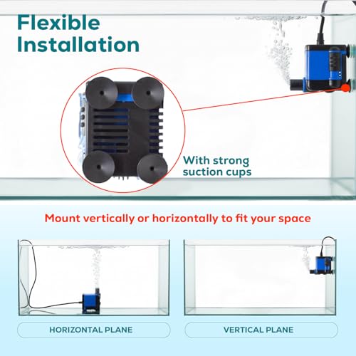 Aqua Dream 130 GPH Submersible Pump - 6.5W Adjustable Ultra Quiet Water Pump for Aquariums and Fountains, 2.9ft Max Lift, Indoor/Outdoor Hydroponic Fish Tank Pump - 1 Pc - color: Blue; 1 Pc, size: 130 GPH