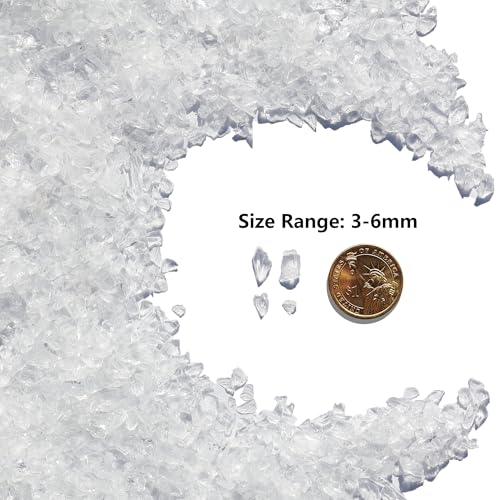 Crushed Glass for Resin Art, DIY Crafts, and Home Decor - 2.1LB White Broken Glass Pieces 3-6mm, for Vase Fillers, Tabletop Fire Pit, and Aquarium Rocks - color: White