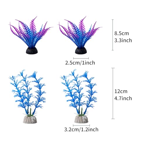 COMSUN 25 Pack Artificial Aquarium Plants, Small Size 4 inch Approximate Height Fish Tank Decorations Home Décor Plastic Blue - color: Blue