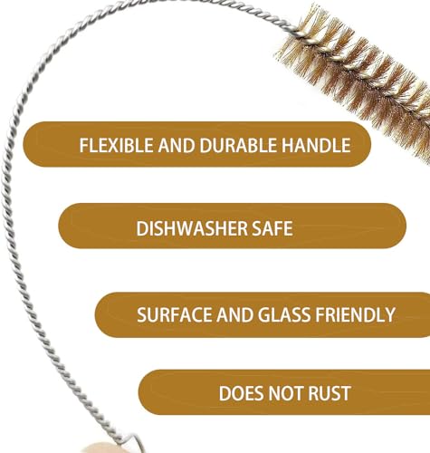 Generic 7pcs Brass Wire Tube Brush Set,Bottle Brushes for Cleaning f, 11-Inch Long Brass Brushes,Deep Cleaning of Matel,Pipes, Bottles, Keyboards, Glass and More, Gold