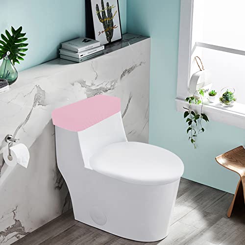 Toilet Tank Lid Cover, Bathroom Stretch Washable Spandex Toilet Tank Protector Cover with Elastic Bottom, Pink - color: Pink