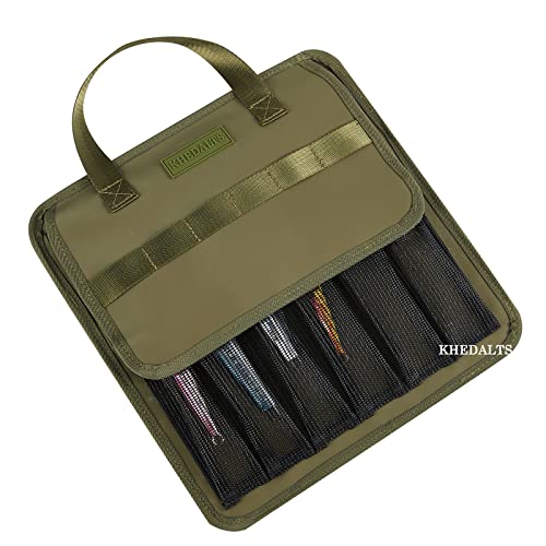 Fishing Jig Bag Large Lures Bags Saltwater & Freshwater,Slow Pitch Jigs Storage Bag Suitable For Max 10inch Jigs,Heavy Duty Offshore Fishing Jigs Lead Bag For Men Gifts Waterproof Army Green
