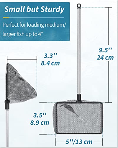 Pawfly Aquarium Fish Net with Extendable 9-24 Inch Long Handle for Betta Fish Tank Small Koi Pond and Pool