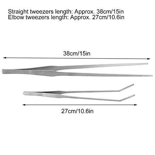 Fish Tank Aquarium Water Plants Planting Clip Stainless Steel Tweezers Cultivate Tool - Rust Durable Design, Straight and Elbow Tweezers for Aquascaping