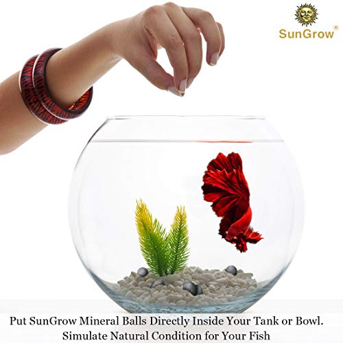 SunGrow 20 Pack Betta Fish Water Conditioner Ball, Aquarium Mineral Supplement for Fish Tank Clarity, Improve Water Quality Balance, Safe Ionic Support, 0.5 Inch Sphere