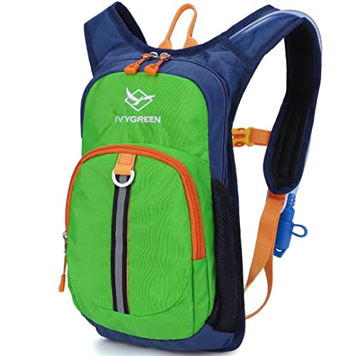 Ivygreen Kids Hydration Backpack, Hiking Backpack for Boys or Girls with 1.5L Water Bladder - color: Green, size: Small