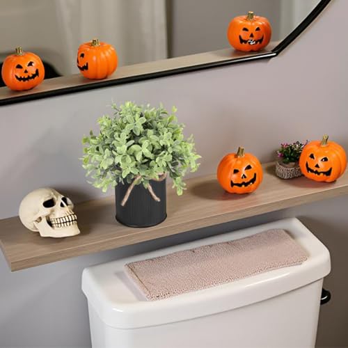 Mkono 3 Pack Small Fake Plants in Black Galvanized Metal Pots Artificial Eucalyptus Plants for Christmas Decorations Shelf Desk Home Farmhouse Room Coffee Table Bathroom Decor - color: Black, size: 3 inch