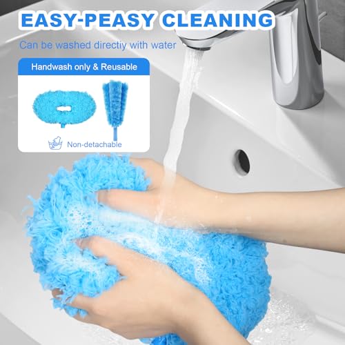 Storystore Ceiling Fan Cleaner Duster - Adjustable Duster with Extension Pole,Dusters for Cleaning Fan Blade, Walls and Cobweb (2Pcs Dusters/Blue) - color: Round&round-blue