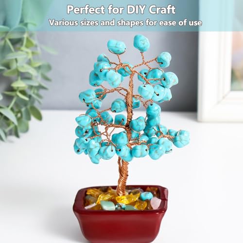 QYGL Crystal Stone - 0.9LB Howlite Turquoise Crystal Chips Bulk, Decorative Tumbled Gemstones for Fish Tank Gravel, Vase Filler, DIY Crafts, Plant Pots & Home Decor - color: Turquoise