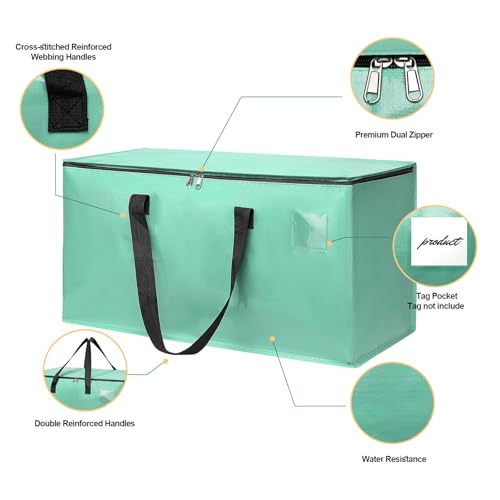 Moving Bags Heavy Duty Mint Green – Large Packing Bags for Moving, Extra Large Storage Totes with Zippers and Handles - color: Mint Green