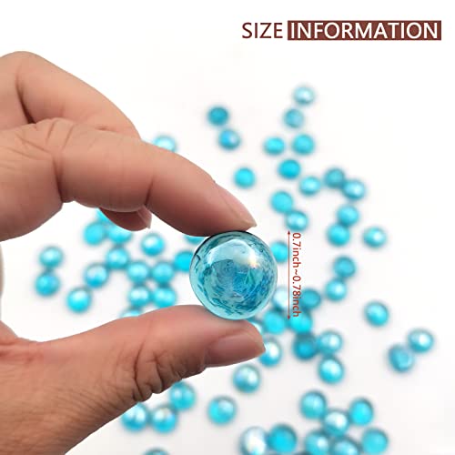Flat Glass Marbles 1 Pound Vase Filler Fire Pit Glass Pebbles for Indoor Plants, Aquarium Fish Tank Decorations, Home Decor, Fire Pit, Landscaping, Arts Crafts (Ocean Blue)