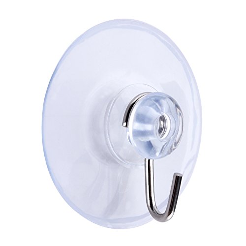 Mudder 24 Pcs Suction Cup Hooks Wall Clear Suction Cups with Metal Hooks Window Hangers for Glass Wall Towel Hangers Supplies Bathroom Glass Kitchen Decorations,3 lbs (45 mm)