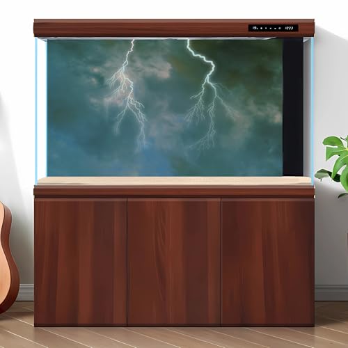 Stormy Sky Aquarium Background Dark Clouds Lightning Flashes Night Sky Fish Tank Background Severe Weather Natural Disasters Reptile Tank Backgrounds Hurricane Tornado Terrarium Backgrounds 24x12in - color: Dark Grey, size: 24(W)x12(H)inches/ 60(W)*30cm(H