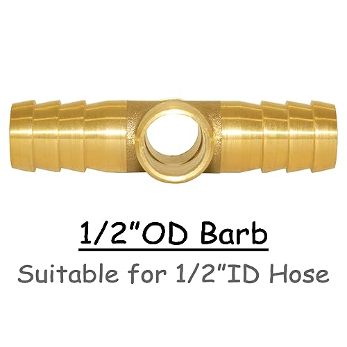 Uenede Brass 1/2" OD Barb Fittings 4-Way Union Intersection Hose Barb Fitting for 1/2" ID Hose Water/Oil/Gas (Pack of 2) - size: 1/2" Barb, style: Cross (4 Way)