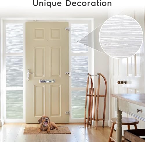 rabbitgoo Window Privacy Film Frosted Glass Film Removable Vinyl Door Coverings UV Blocking Decorative Static Cling Non-Adhesive Window Clings Sticker for Home Decor, 23.6 x 78.7 Inches - color: Pure Wave, size: 23.6" x 78.7"