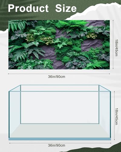 Breling 4 Pcs Reptile Habitat Background with Nano Glue Gobi Sun Cactus Stone and Green Tree Fern Stream Terrarium Background Polyester Durable Aquarium Accessories (Style2,36 x 18 Inch) - color: Style2, size: 36 x 18 Inch