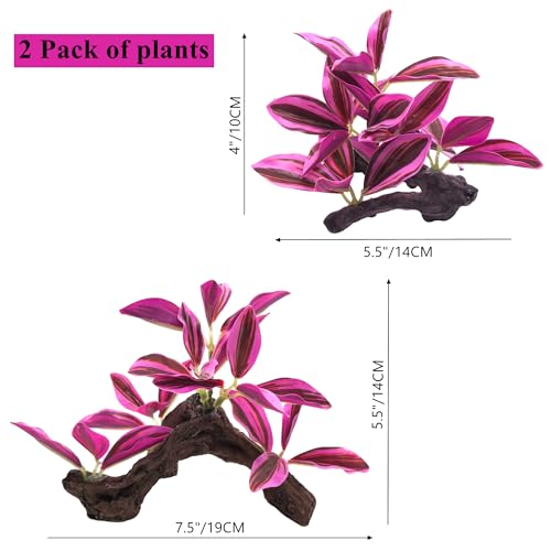M2cbridge Fish Tank Plastic Soft Grass Artificial Betta Water Plants Decoration Goldfish Hide 2pcs (Purple) - color: Purple