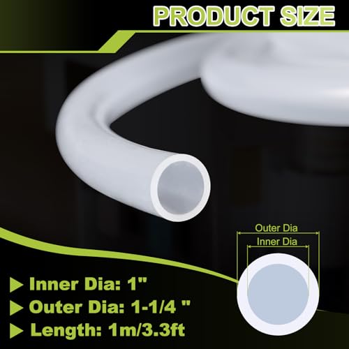 METALLIXITY Silicon Tubing(1" ID x 1-1/4" OD x 3.3Ft), Pure Silicone Hoses High Temp - for Printer, Hot Water Dispenser, Engine, Brewing, Fish Tank Air Pump, Pump Transfer, Clear - size: 3.3 Feet, style: 1" IDx1-1/4" OD