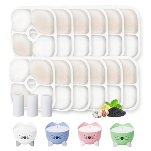 Cat Water Fountain Filter,Cat Fountain Filters Replacement for PIXI Pet Water Fountain,12 Pack Pet Fountain Filter Replacement,3 Pump Hoses - color: 12+3 Pack