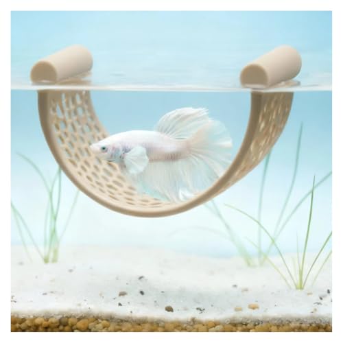 Betta Hammock Floating Decor and Resting Hideout for Betta Fish Tank Accessories Small Aquarium and Nano Tanks (Light Beige) - color: Light Beige