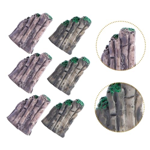 MERRYHAPY 6pcs Mini Rockery Statues for Garden Fairy Fish Tank Decor Mushroom House Landscape Accessories