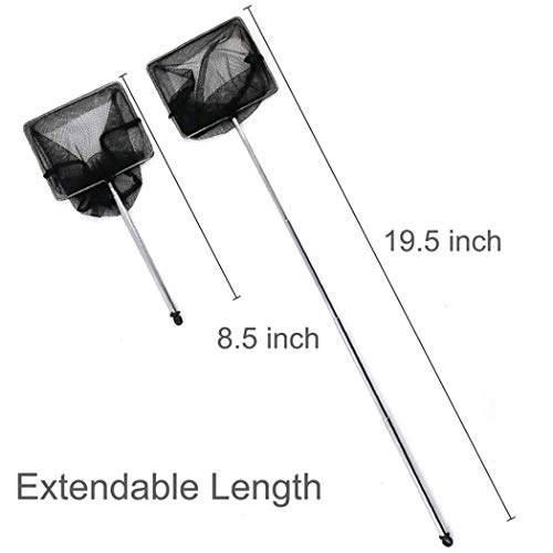 3 Inch Small Aquarium Fish Net with extendable Long Handle for Betta Fish Tank Square - size: Square