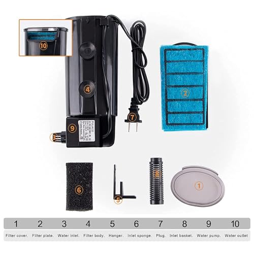 Aquarium Internal Filter 3 to 20 Gallons, for Turtle Tanks, Reptiles, Amphibians, Frog, Cichlids, Newt or Fish Tank