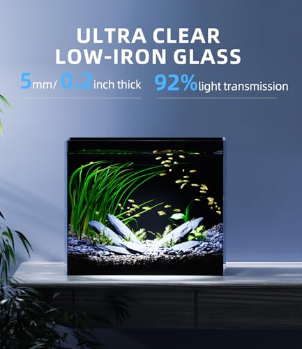 3 Gallon Glass Fish Tank Ultra Clear Rimless Aquarium, Built-in Black Background Rectangular Tank - size: 3 gallon tank only