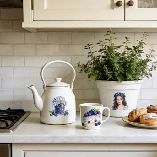 Peacoblue 18 Sheets Rub on Transfers for Crafts, Blueberry Bread Series 3.6"x3.9" UV DTF Cup Wraps Waterproof Cold Transfers Stickers for Wood Glass Metal Cup Tumblers Mirrors Mugs Home Decor - style: Blueberry Bread Series