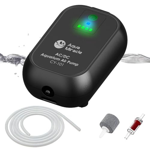 AquaMiracle USB Aquarium Air Pump Rechargeable Aerator for Bait Bucket, Portable Battery Powered Air Pump for Aquarium, Fish Tank Air Pump for Outdoor Fishing, Power Outage & Emergency - color: Black(For Tanks up to 60Gal)