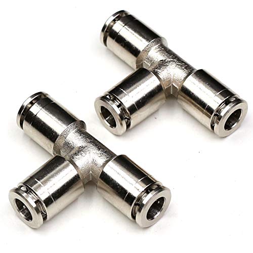 1/4 Union Tee Push to connect fittings Stainless Steel Quick Connect Fittings,CEKER 1/4" x 1/4" x 1/4" OD 3 Way Tee Shaped Tube Fittings Push Connectors Air Line Fittings 2pack - size: 1/4" OD, style: TEE