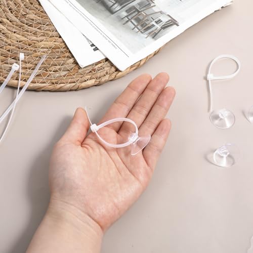 Thinp 30 Pcs Aquarium Suction Cups with 30 Pcs Adjustable Cable Ties, Clear Fish Tank Suctions Cups-Small Suction Cups for Aquarium Plants Planter Moss Shrimp Nest