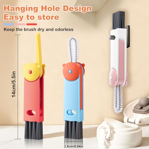 3 in 1 Cup Lid Cleaning Brush, Portable Gap Cleaner Brush - Multifunctional Bottle Cleaning Brush for Bottle Gap/Tight Spaces/Travel Bottle Lid, Home Kitchen Crevice Brush Tools, 3 PCS - color: Pink Blue Red