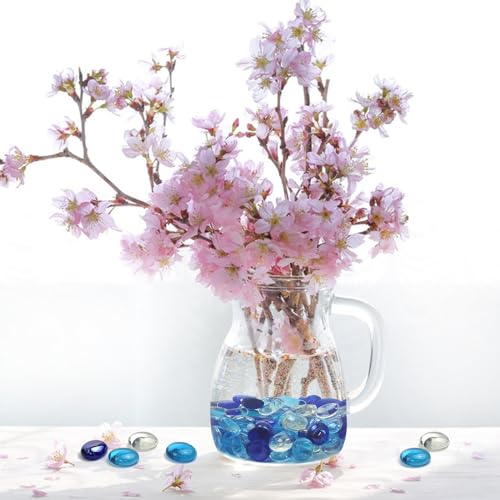 FANTIAN 10LB Fire Pit Glass, Mixed Blue Flat Glass Marbles for Vase Fillers. Decorative Glass Pebbles for Fish Tank Fountains Garden Crafts Table Scatter and Home Decor - color: Mixed Blue, size: 10 Pounds